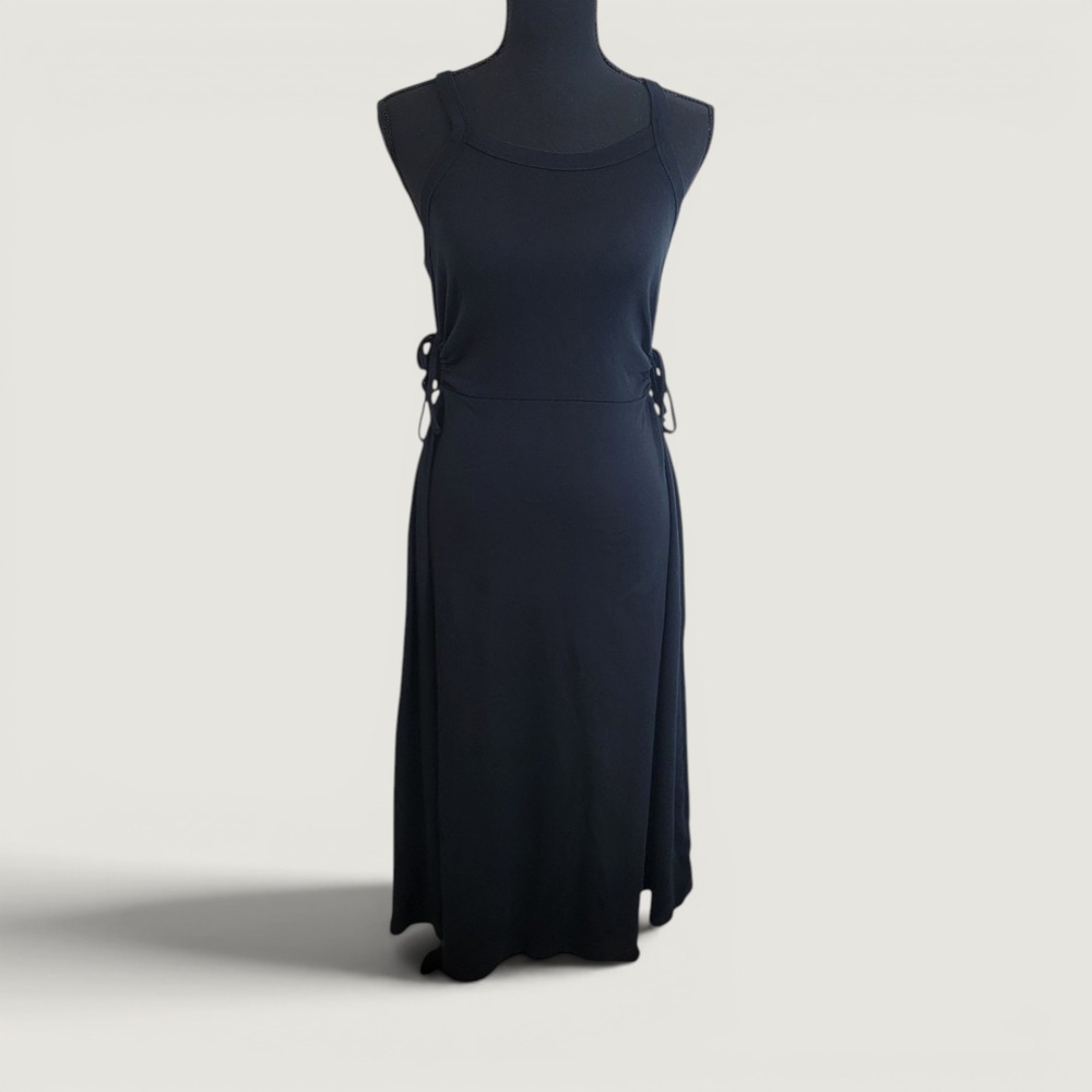 Gap Womens Medium Black Cutout Midi Tank Dress Side Tie Sleeveless Casual Summer